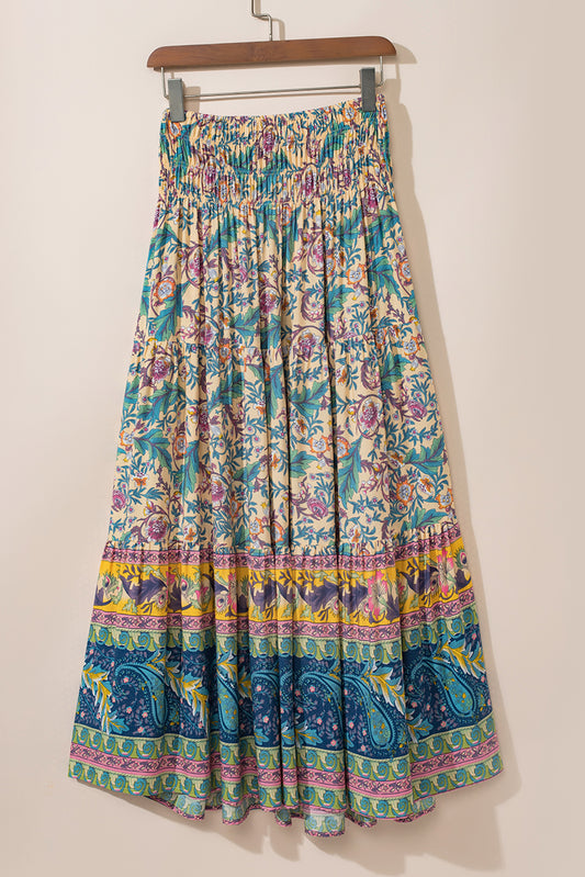 Boho Breeze Shirred Maxi Skirt