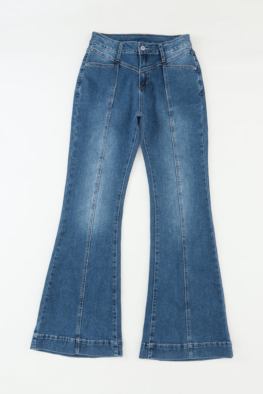 High Waist Seam Stitch Flare Jeans