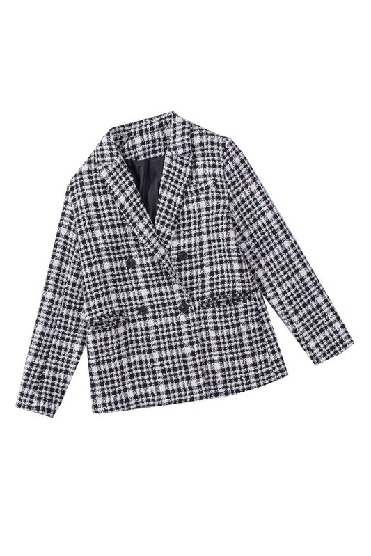 Gingham Tweed Buttoned Blazer