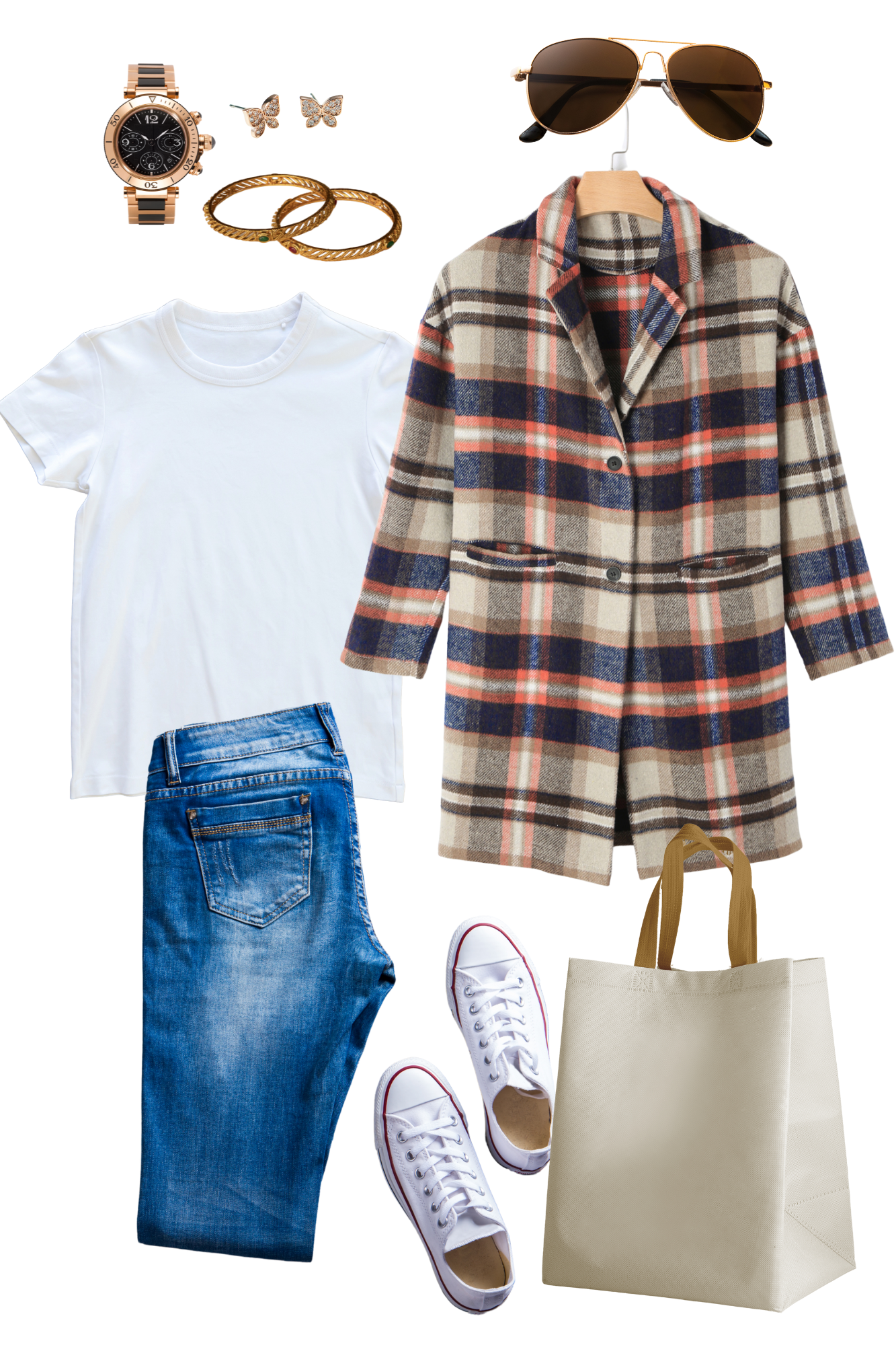 Elegant Khaki Plaid Shacket Coat